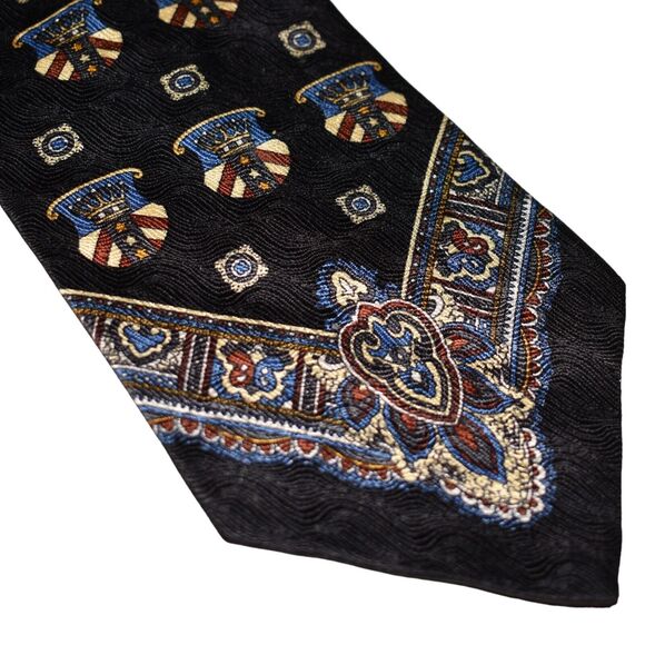 OSCAR DE LA RENTA $390 Made in USA Patriotic Crown Silk Tie‎ Navy - Picture 2 of 4